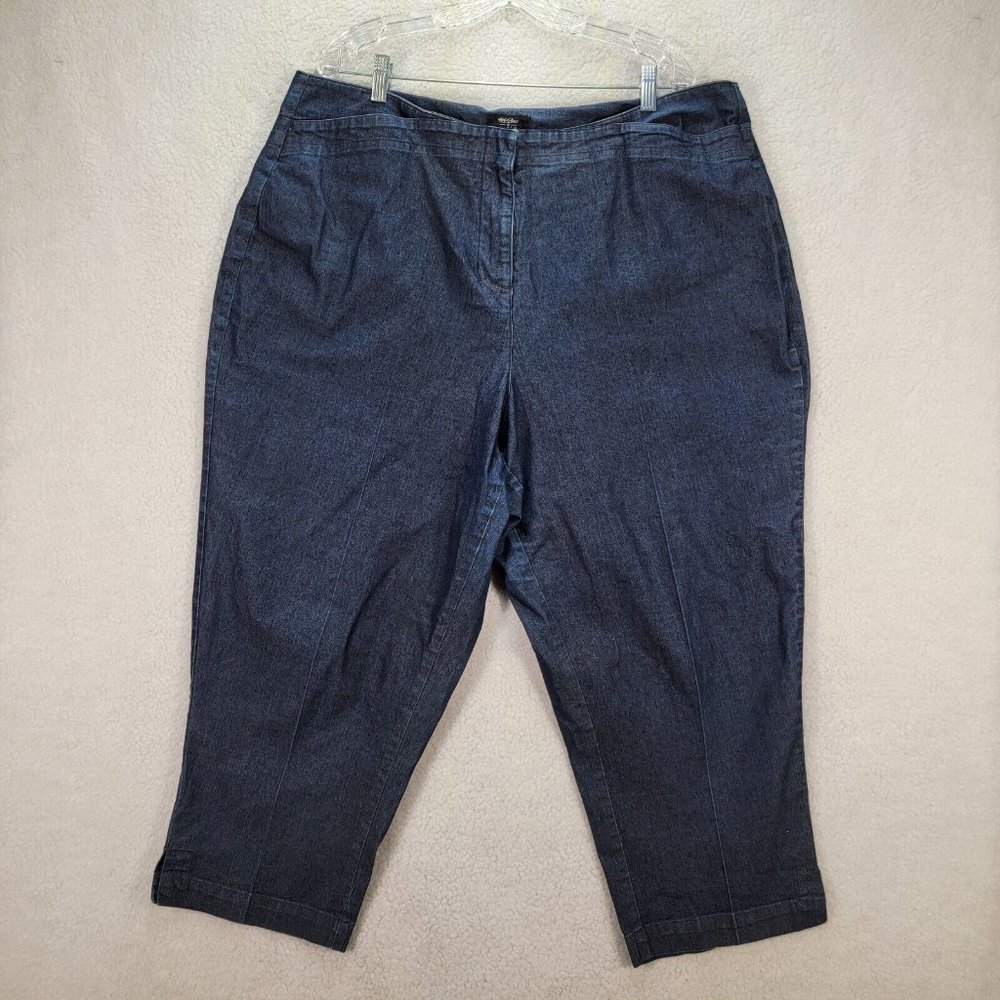 Mossimo Dark Denim Stretch High Rise Classic Cropped Comfy Tapered Capri Jeans